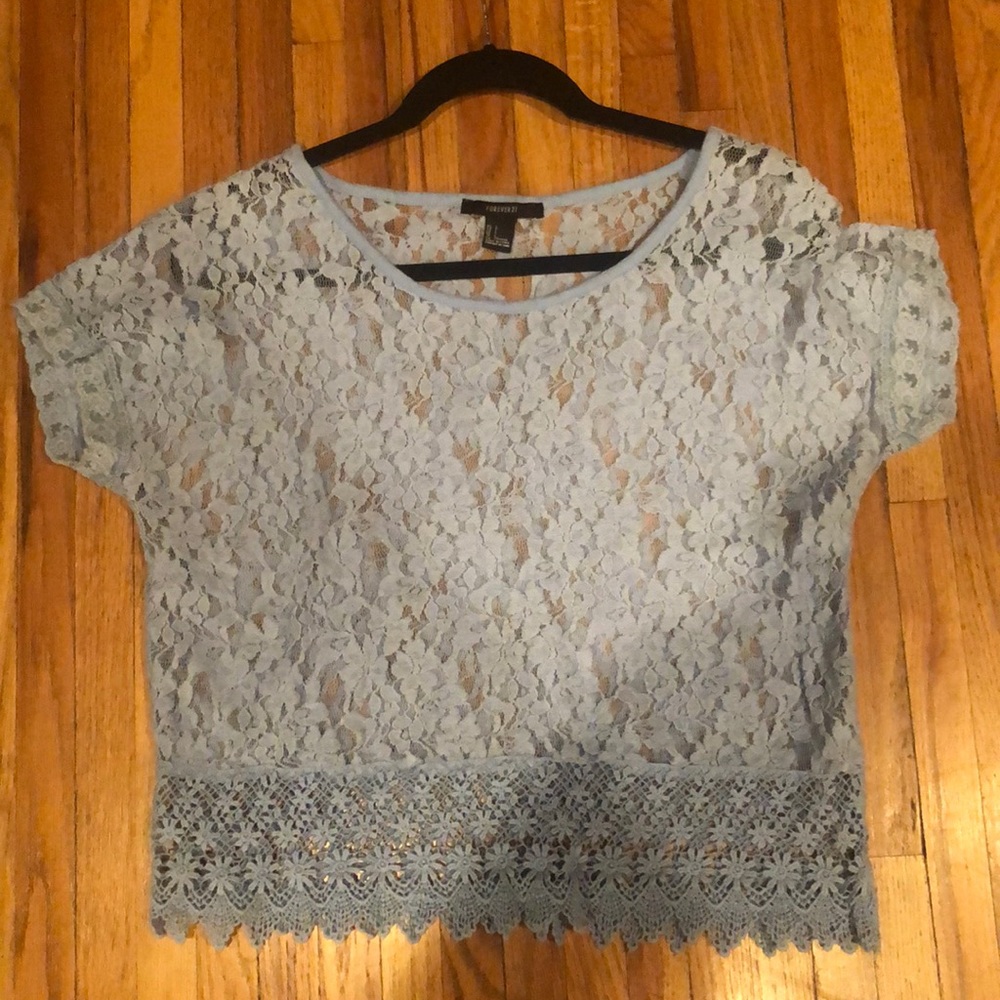Light blue lace crop top